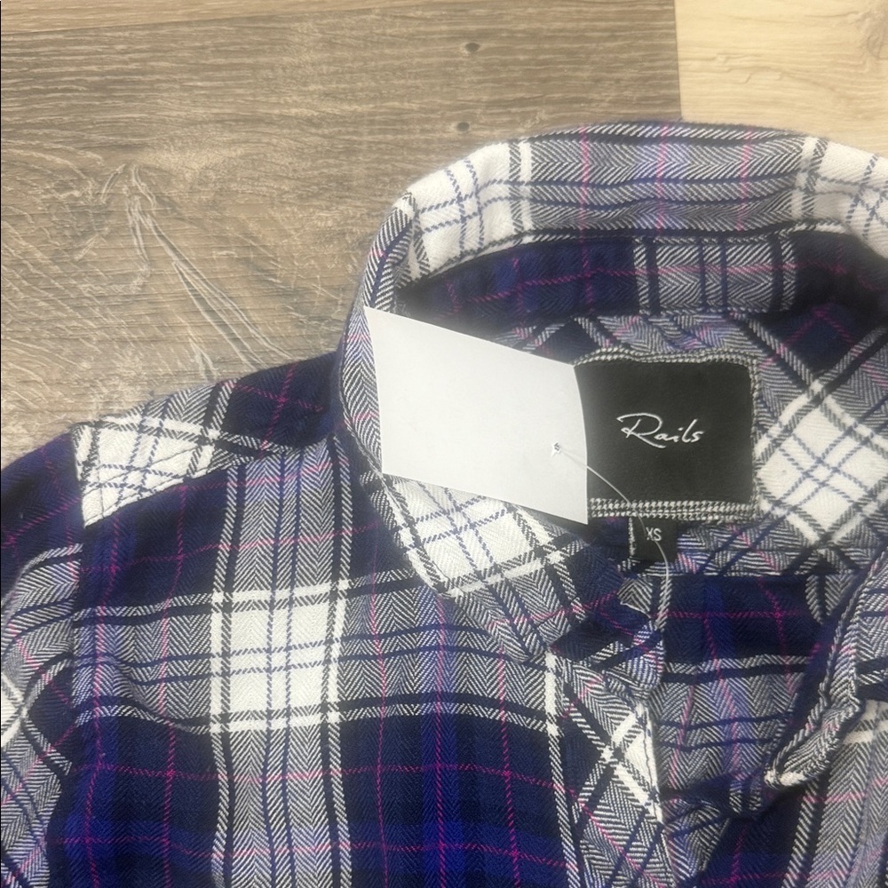 Rails Navy and White Plaid Shirt - Picture 2 of 3